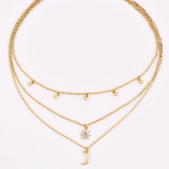 ☀️3/$30 Sun and Moon Layered Necklace - Picture 3 of 3